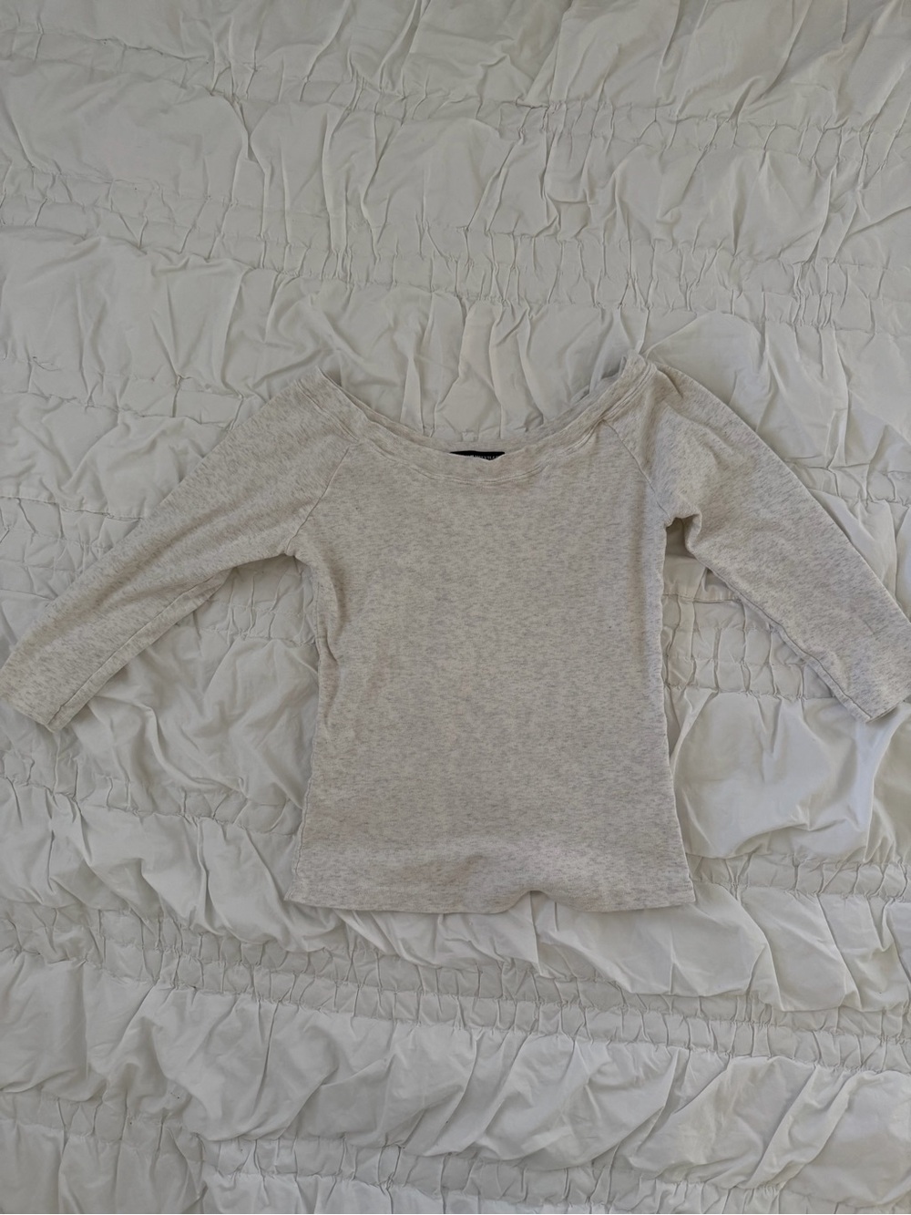 Brandy Melville Women’s Heathered Off White Long-Sleeve Tee XS